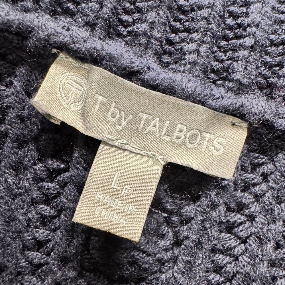 Talbots Sweater Womens Petite Large Lp Blue 1/2 Zip Pullover Coastal Knit - Picture 3 of 10